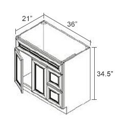 Vanity Sink Bases-1 Dummy Drawer Face 2 Door 2 Drawer Left