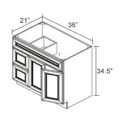 Vanity Sink Bases-1 Dummy Drawer Face 2 Door 2 Drawer Right