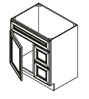 Vanities Sink Base - 2 Drawer 1 Dummy Drawer Face - Doors On The Left