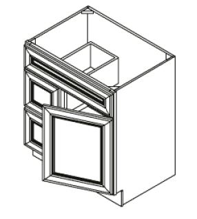 Vanities Sink Base - 2 Drawer 1 Dummy Drawer Face - Doors On The Right