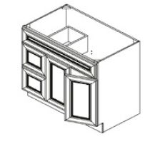 Vanities Sink Base - 2 Door 2 Drawer 1 Dummy Drawer Face - Doors On The Right