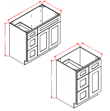 Vanity Combo Bases-Drawers Left