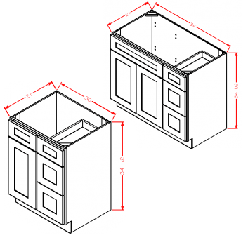 Vanity Combo Bases-Drawers Right