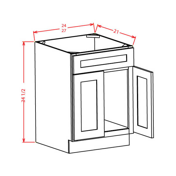 Vanity Sink Bases-Double Door Single Drawer Front