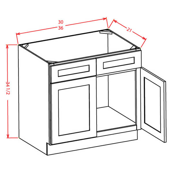 Vanity Sink Bases-Double Door Double Drawer Front