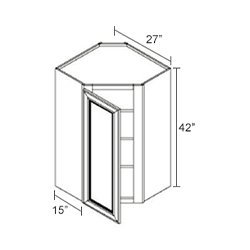 Diagonal Corner Wall Cabinet - 1 Door 3 Shelf